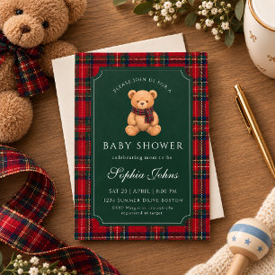 Vornehme Teddybär-Weihnachts-Baby-Shower Einladung