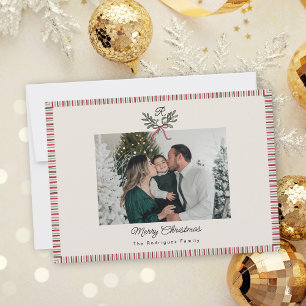 Vornehme Weihnachtskarte mit Monogramm und Familie