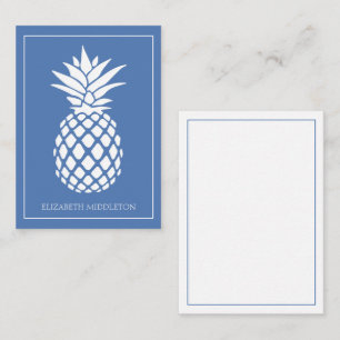 Vornehme weiße Ananas auf Blau Mitteilungskarte