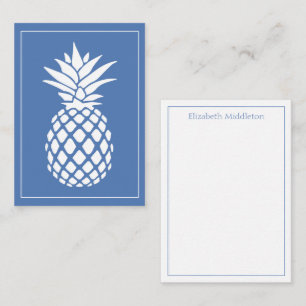Vornehme weiße Ananas auf Blau Mitteilungskarte