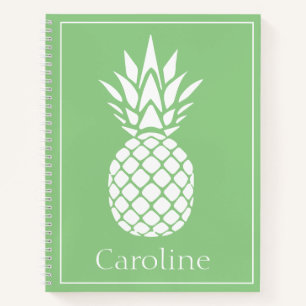 Vornehme weiße Ananas auf Salbeigrün Notizbuch