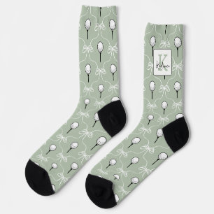 Vornehme weiße Schleife Golf Muster Monogramm Socken