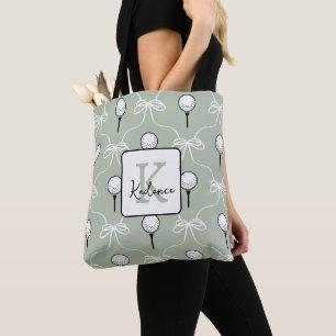 Vornehme Weiße Schleifen-Golf-Muster-Monogramm Tasche