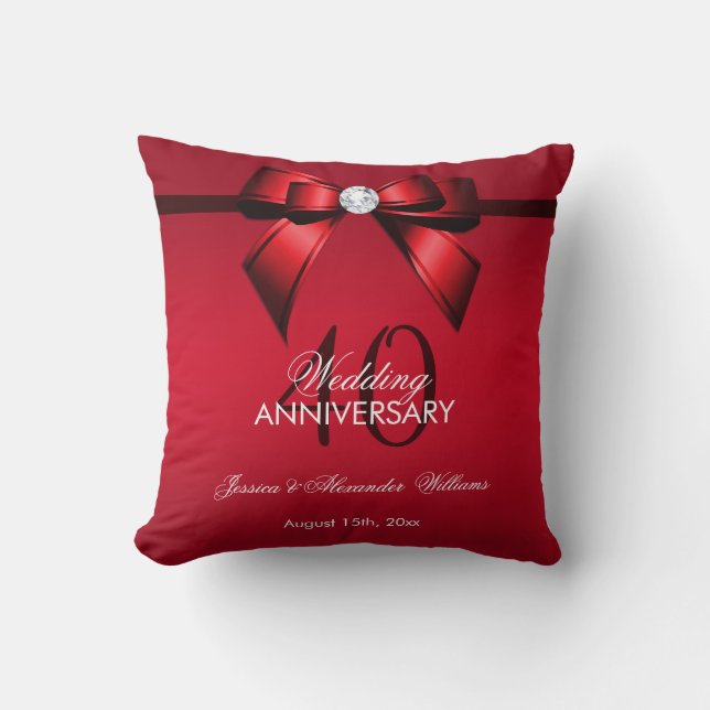 Vornehmer Edelstein-Bogen u. Hochzeitstag des Kissen (Vorderseite)