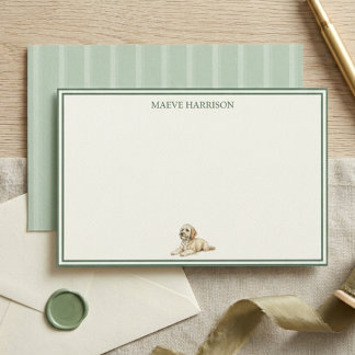 Vornehmer Grüner Streifen Golden Doodle Briefpapier