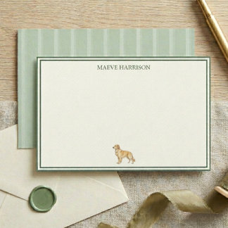 Vornehmer Grüner Streifen Golden Retriever Briefpapier