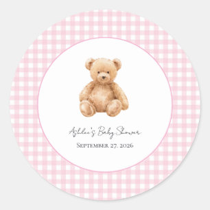 Vornehmer klassischer Teddybär Baby Shower runder  Aufkleber
