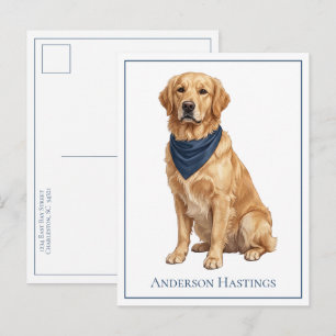 Vornehmer personalisierter Golden Retriever Postkarte