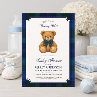 Vornehmer Teddybär Baby Shower Kaum Warten Plaid Einladung