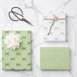 Vornehmes Babymädchen-Shower Chic Grünes Schleifen Geschenkpapier Set