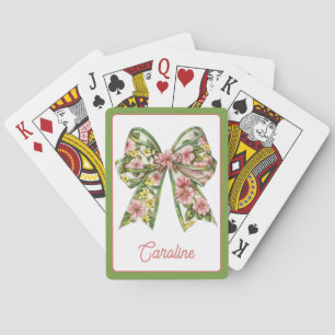 Vornehmes Florales Rosa und Grünes Schleifen Perso Spielkarten