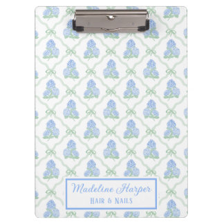 Vornehmes Gitter-Bow Blue & Green Hortensien Monog Klemmbrett