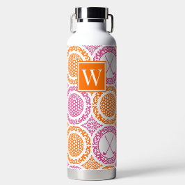 Vornehmes Golf Damast – Bälle & Schläger - Orange  Trinkflasche
