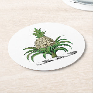 Vornehmes Heraldik-Ananas-Wappen Wappenschild Runder Pappuntersetzer