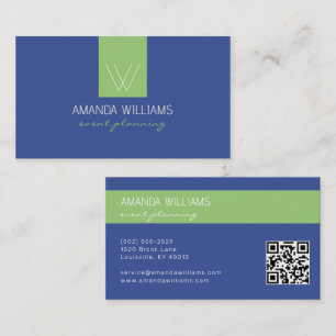 Vornehmes Monogramm Blau Weiß Grün Professionell Visitenkarte