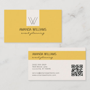Vornehmes Monogramm Gelb und Cremefarben Professio Visitenkarte