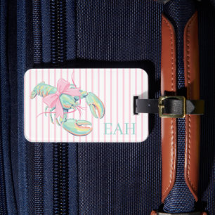 Vornehmes Pastell-Wasserfarben-Hummer-Monogramm Gepäckanhänger
