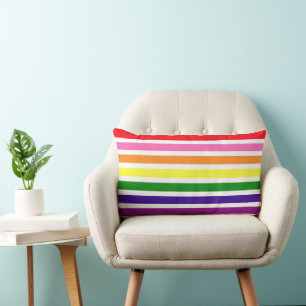 Vornehmes Regenbogen- und Weißstreifenmuster Lendenkissen