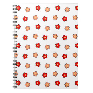 Vornehmes Rosa-Rotes-Blumenmuster Weißer Hintergru Notizblock
