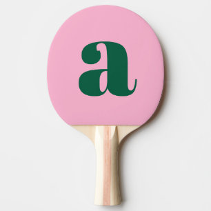 Vornehmes rosa und grünes fettes Retro-Monogramm I Tischtennis Schläger