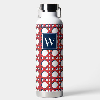 Vornehmes rotes Rattanrohr-Gitter-Monogramm Trinkflasche