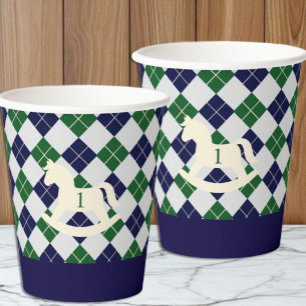 Vornehmes Schaukelpferd Argyle 1. Geburtstag Pappbecher