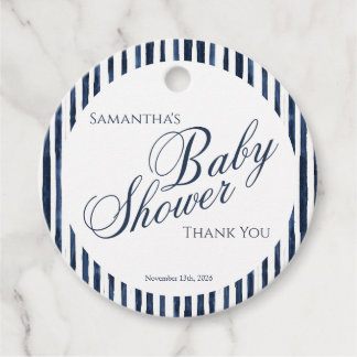 Vornehmes Schriftzug- Navy-Blau-Baby-Baby- Shower- Geschenkanhänger