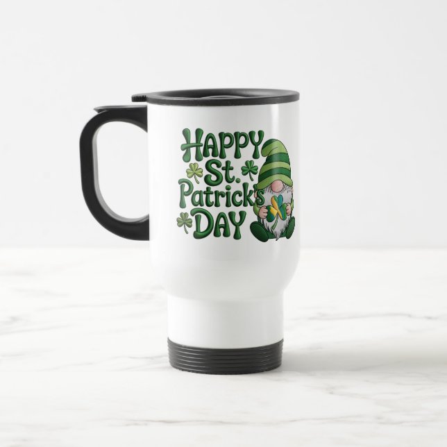 Vornehmes St. Patrick’s-Liebe | Cute Grüne Glück Reisebecher (Links)