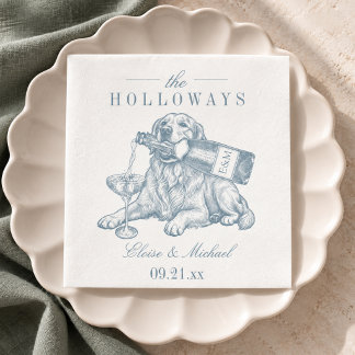 Vornehmes Staubblaues Golden Retriever Hochzeit Serviette