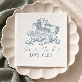 Vornehmes Staubblaues Golden Retriever Hochzeit Serviette