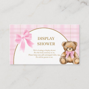 Vornehmes Teddybär-rosa-Karo-Anzeige-Duschkarte Begleitkarte