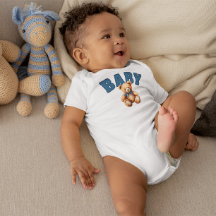 Vornehmes Varsity-Teddybär-Baby Baby Strampler