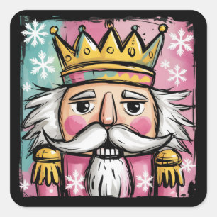 Vornehmes Wasserfarben-Nussknacker-Weihnachtsmann- Quadratischer Aufkleber