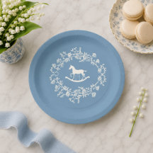 Vornehmes Wedgewood-Blau Schaukelpferd Baby Shower
