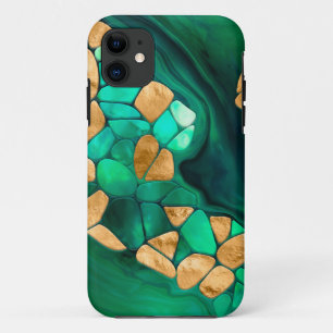 Voronoi-Zellen abstrakt - Grüntöne und Gold Case-Mate iPhone Hülle