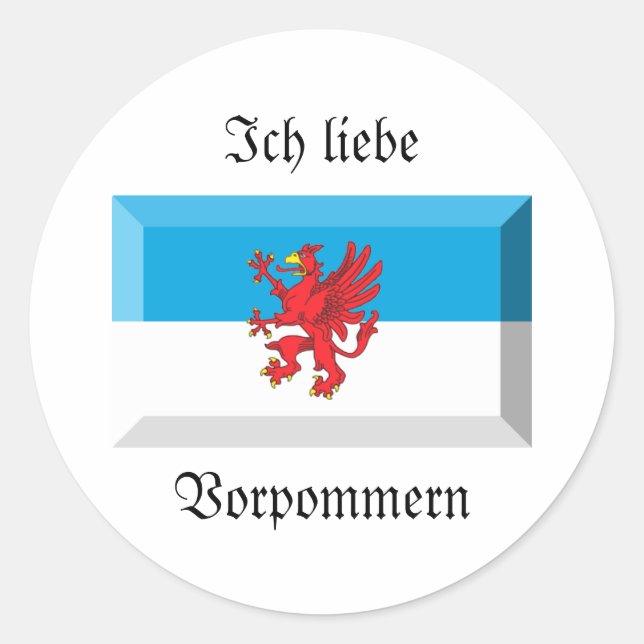 Vorpommern Flag Gem Runder Aufkleber (Vorderseite)