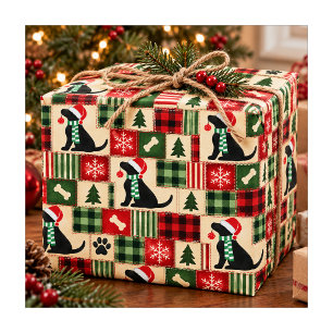 Vorpomperscher schwarzer Labrador Weihnachtsbauman Geschenkpapier