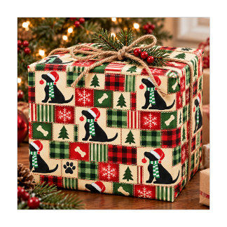 Vorpomperscher schwarzer Labrador Weihnachtsbauman Geschenkpapier