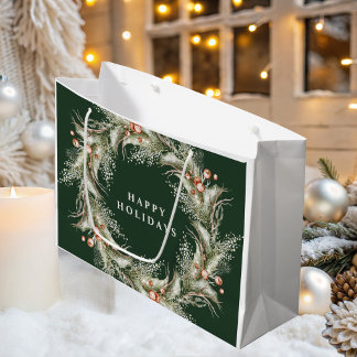 Vorpomperscher Smaragdgrüner Kranz Frohe Feiertage Große Geschenktüte