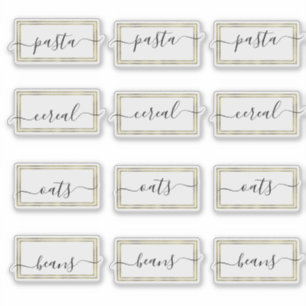 Vorratsschrank-Organisation Faux-Gold-Schrift Aufkleber