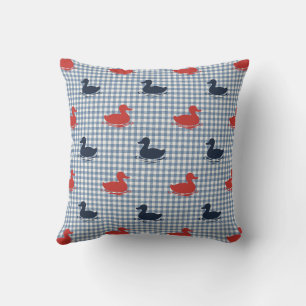 Vorreiter-Jungen Ente & Gingham Navy Rot Rauchblau Kissen