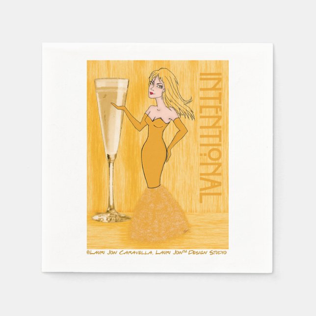 Vorsätzliche Champagnerfrau Cocktail Napkins Serviette (Vorderseite)