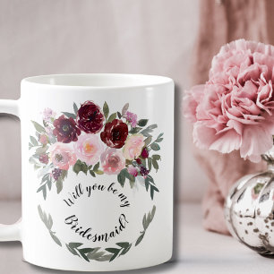 Vorschlag Burgundy & Blush Blumenreath Kaffeetasse
