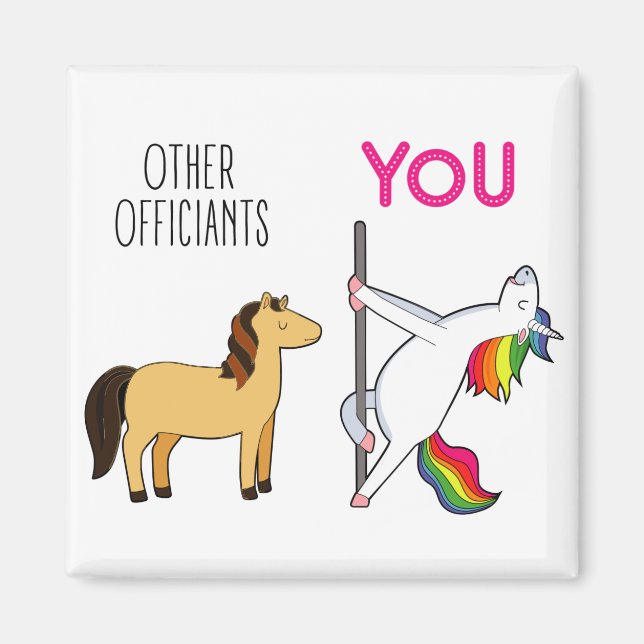 Vorschlag des Hochzeitsbeamten Unicorn Funny Magnet (Vorne)