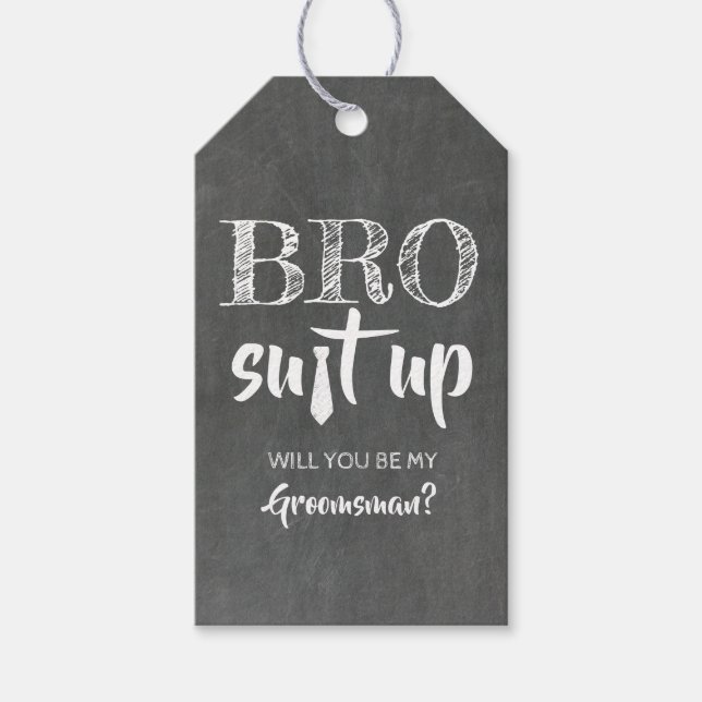 Vorschlag "Funny Bro Anzug Up Trauzeuge" Geschenkanhänger (Vorderseite)