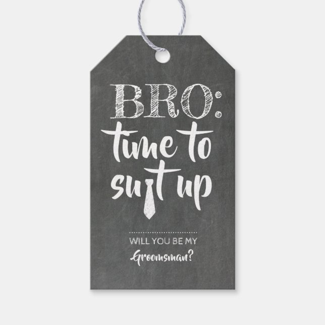 Vorschlag "Funny Bro Anzug Up Trauzeuge" Geschenkanhänger (Vorderseite)