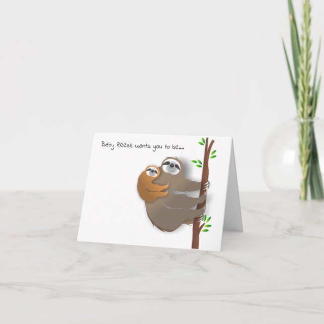 Vorschlag für Baby Sloth und Godparent GodVater Einladung (Vorderseite)
