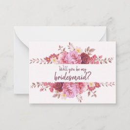 Vorschlag für Burgund Rose Bridesmaid Mitteilungskarte