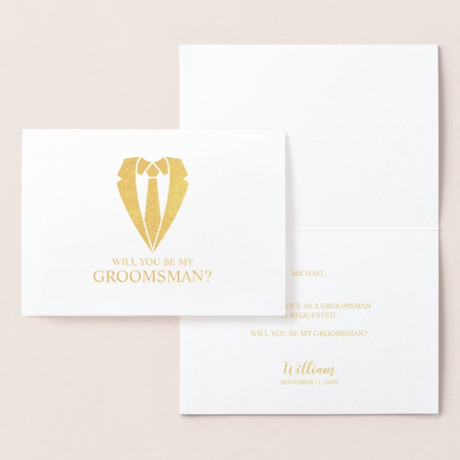 Vorschlag für den Trauzeuge von Goldhochzeiten und Folienkarte (Anzeige)