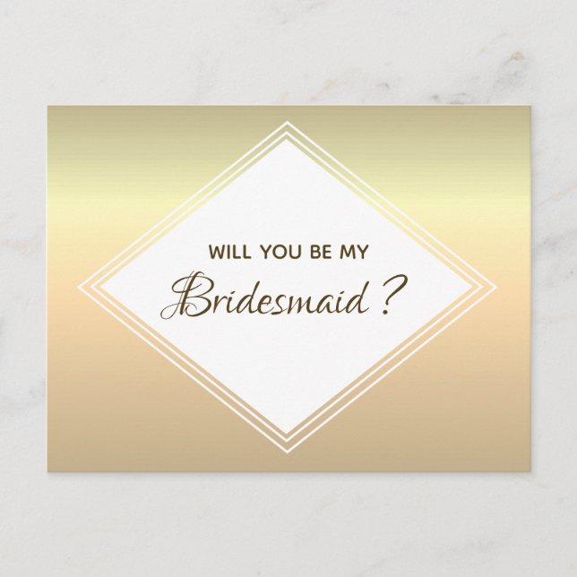 Vorschlag für eine einfache Gold-Bridesmaid Einladungspostkarte (Vorderseite)